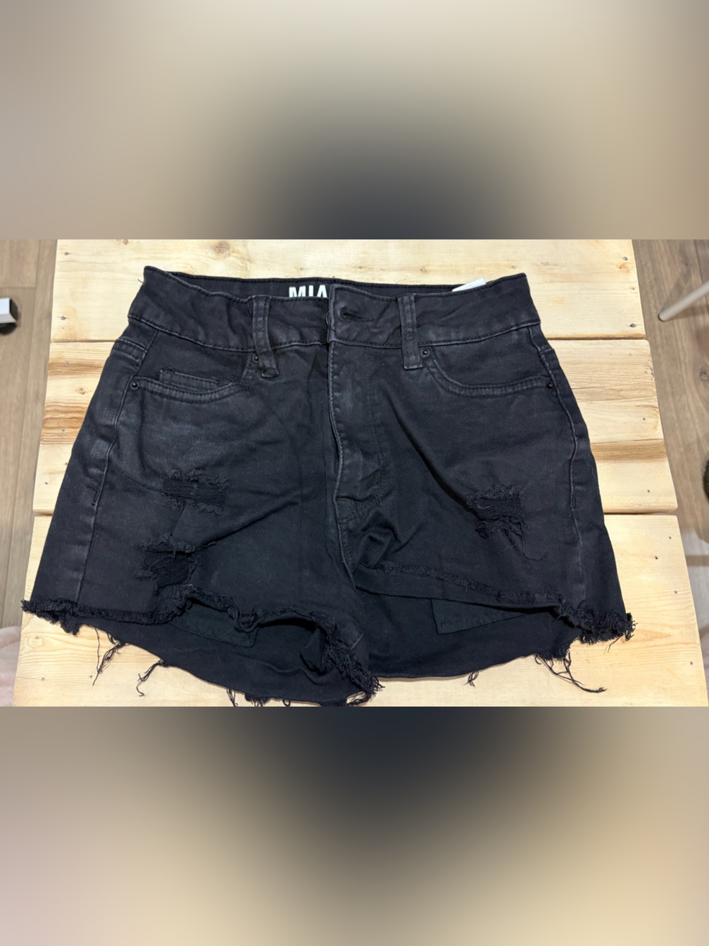 Urban Planet Black High-Waist Distressed Denim Shorts